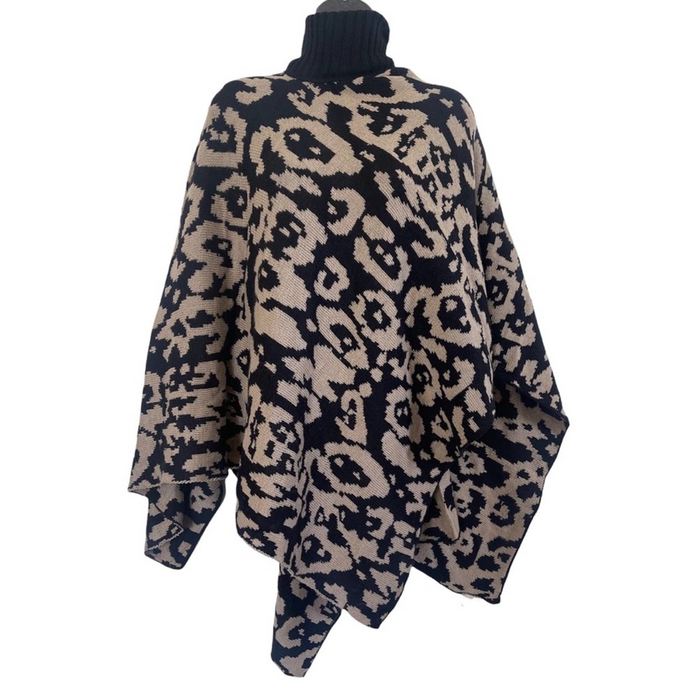 Cato Leopard Pattern Pullover Sweater Poncho